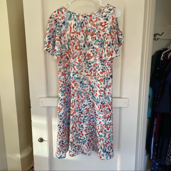 MAEVE Anthropologie Watercolor Flutter V-Neck Cold Shoulder Dress - XS - NWOT - Picture 10 of 10